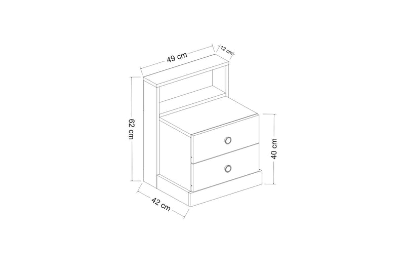 Sängbord Cabbot 49 cm - Vit - Möbler - Bord & matgrupp - Avlastningsbord & sidobord - Sängbord & nattduksbord