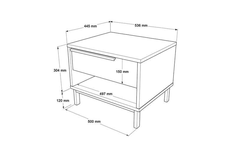 Sängbord Erhan 205,6 cm - Vit - Möbler - Bord & matgrupp - Avlastningsbord & sidobord - Sängbord & nattduksbord