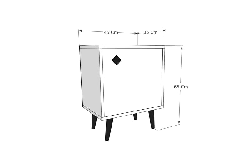 Sängbord Hastikoz 45x35 cm Brun/Vit - Hanah Home - Möbler - Bord & matgrupp - Avlastningsbord & sidobord - Sängbord & nattduksbord