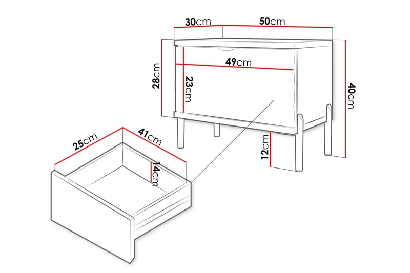 Sängbord Holmes 50 cm - Vit - Möbler - Bord & matgrupp - Avlastningsbord & sidobord - Sängbord & nattduksbord