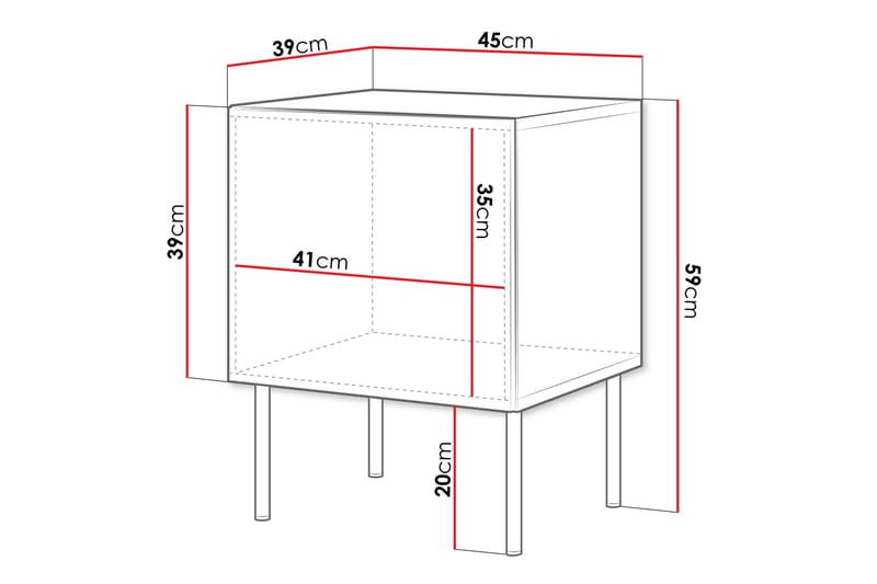 Sängbord Laholm 45 cm - Svart - Möbler - Bord & matgrupp - Avlastningsbord & sidobord - Sängbord & nattduksbord