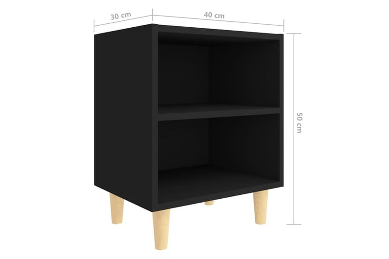 Sängbord med massiva ben 2 st svart 40x30x50 cm - Svart - Möbler - Bord & matgrupp - Avlastningsbord & sidobord - Sängbord & nattduksbord