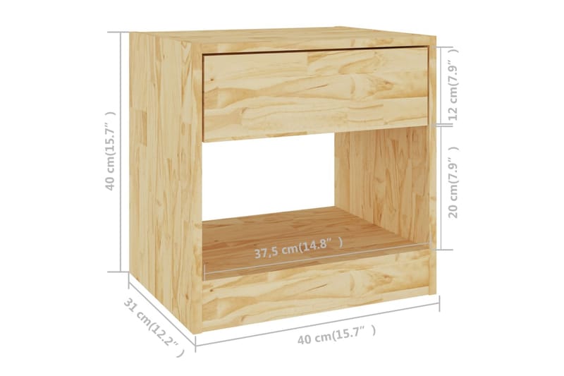 Sängbord 40x31x40 cm massiv furu - Brun - Möbler - Bord & matgrupp - Avlastningsbord & sidobord - Sängbord & nattduksbord