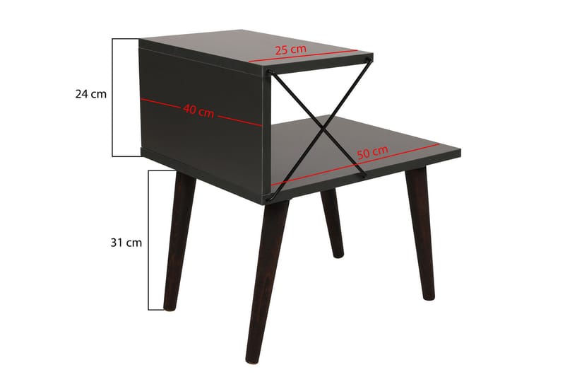 Sängbord Ashlanna 50 cm - Antracit - Möbler - Bord & matgrupp - Avlastningsbord & sidobord - Sängbord & nattduksbord