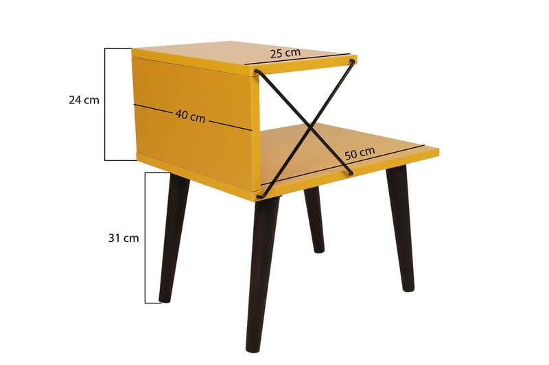 Sängbord Ashlanna 50 cm - Gul - Möbler - Bord & matgrupp - Avlastningsbord & sidobord - Sängbord & nattduksbord