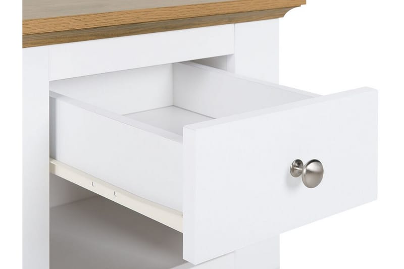 Sängbord Aviana 48 cm med Förvaring Låda + Hylla - Vit/Brun - Sängbord & nattduksbord