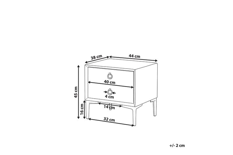 Sängbord Barbonne 44 cm - Sammet/Grå - Möbler - Bord & matgrupp - Avlastningsbord & sidobord - Sängbord & nattduksbord