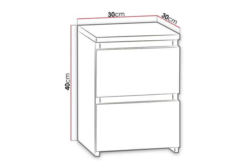 Sängbord Charlise 30 cm med Förvaring 2 Lådor - Svart - Möbler - Bord & matgrupp - Avlastningsbord & sidobord - Sängbord & nattduksbord