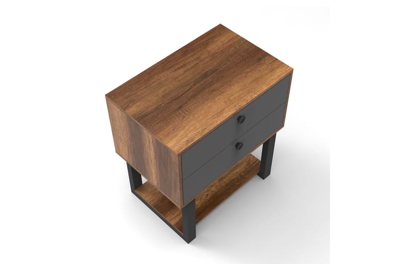 Sängbord Dewat 80 cm - Teak/Antracit - Sängbord & nattduksbord - Klaffbord & hopfällbart bord - Marmorbord
