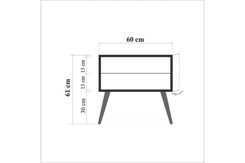 Sängbord Dirk 60 cm med Förvaring 2 Lådor Körsbärsblom - Teak - Möbler - Bord & matgrupp - Avlastningsbord & sidobord - Sängbord & nattduksbord