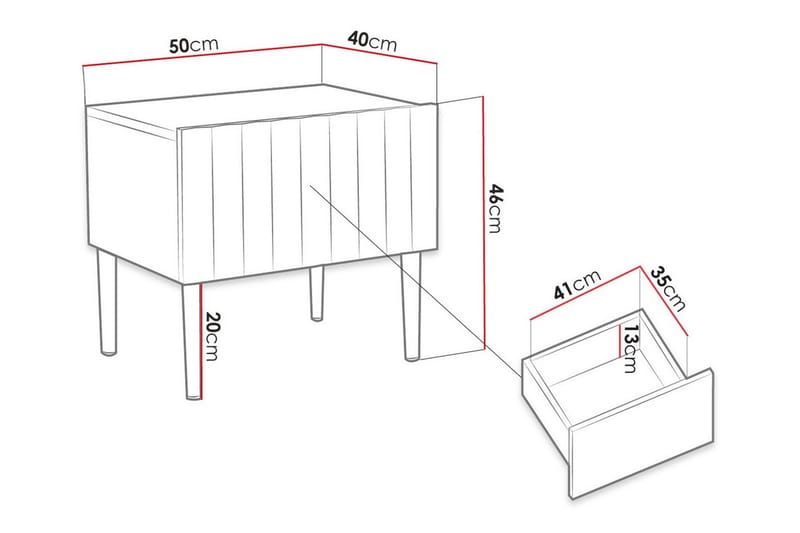 Sängbord Glenndale 50 cm - Svart - Möbler - Bord & matgrupp - Avlastningsbord & sidobord - Sängbord & nattduksbord