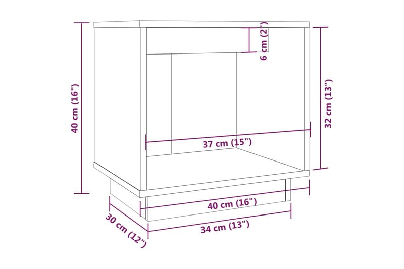 Sängbord grå 40x30x40 cm massiv furu - Grå - Möbler - Bord & matgrupp - Avlastningsbord & sidobord - Sängbord & nattduksbord