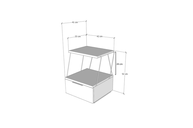 Sängbord Igazz 42x41 cm - Antracit - Möbler - Bord & matgrupp - Avlastningsbord & sidobord - Sängbord & nattduksbord