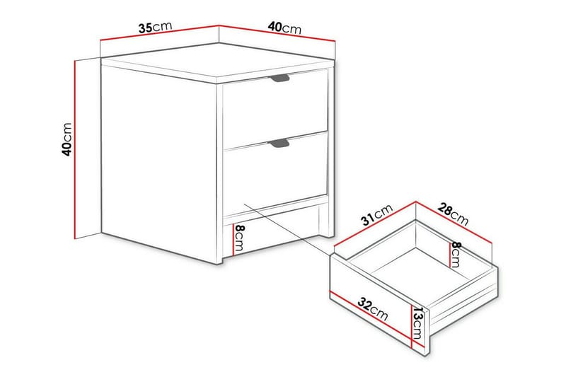 Sängbord Kintore 35 cm - Svart - Möbler - Bord & matgrupp - Avlastningsbord & sidobord - Sängbord & nattduksbord