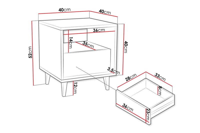 Sängbord Kintore 40 cm - Brun - Möbler - Bord & matgrupp - Avlastningsbord & sidobord - Sängbord & nattduksbord