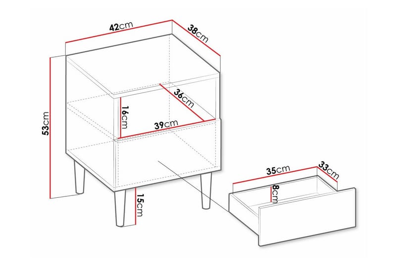 Sängbord Kintore 42 cm - Svart - Möbler - Bord & matgrupp - Avlastningsbord & sidobord - Sängbord & nattduksbord