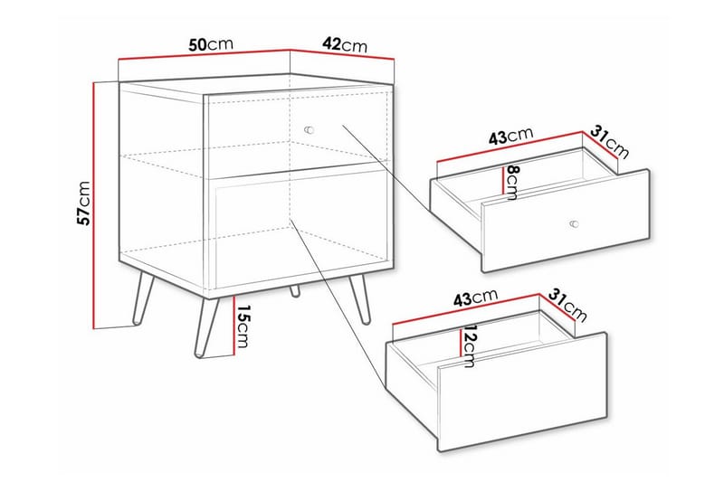 Sängbord Kintore 50 cm - Svart - Möbler - Bord & matgrupp - Avlastningsbord & sidobord - Sängbord & nattduksbord