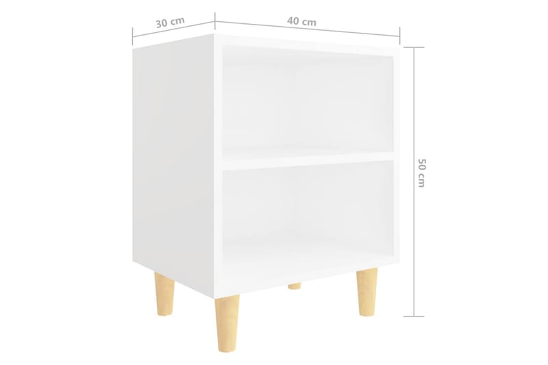 Sängbord med ben i massivt trä 2 st vit 40x30x50 cm - Vit - Möbler - Bord & matgrupp - Avlastningsbord & sidobord - Sängbord & nattduksbord