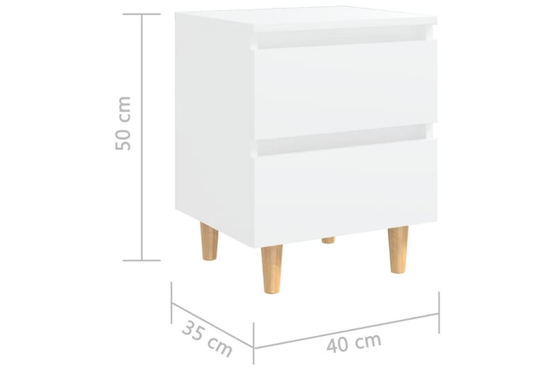 Sängbord med massiva furuben 2 st vit 40x35x50 cm - Vit - Möbler - Bord & matgrupp - Avlastningsbord & sidobord - Sängbord & nattduksbord