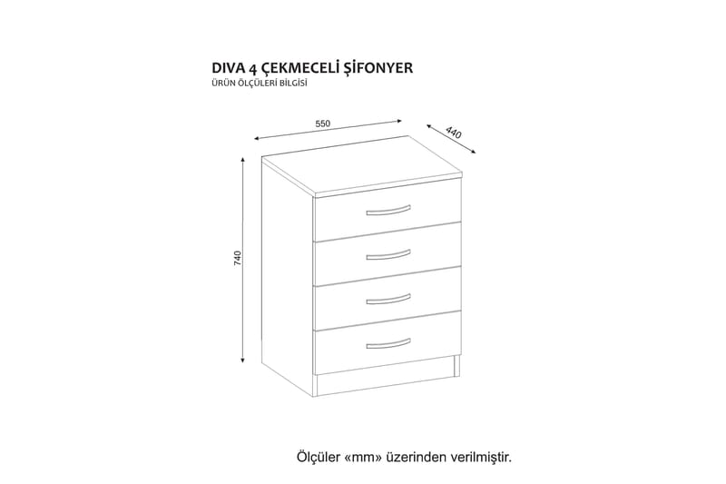 Sängbord Nicrone 55 cm med Förvaring 4 Lådor - Vit - Möbler - Bord & matgrupp - Avlastningsbord & sidobord - Sängbord & nattduksbord