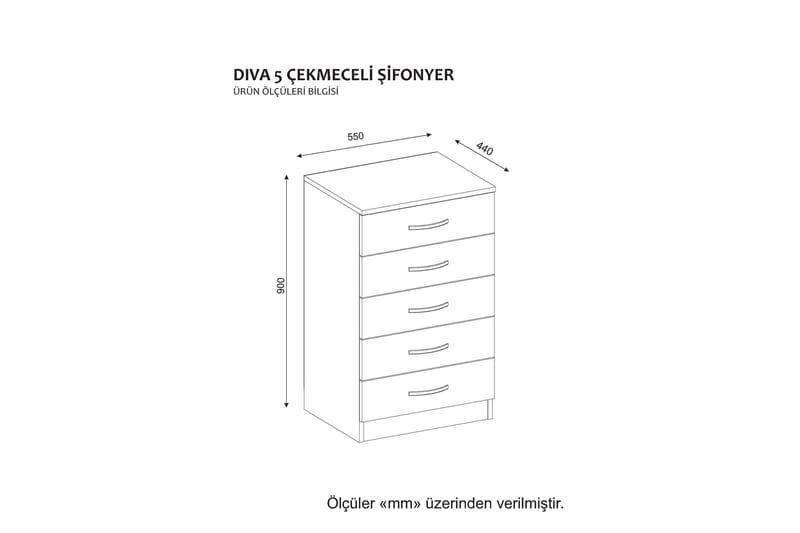 Sängbord Nicrone 55 cm med Förvaring 5 Lådor - Vit - Möbler - Bord & matgrupp - Avlastningsbord & sidobord - Sängbord & nattduksbord