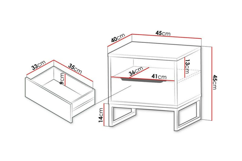 Sängbord Staffin 45 cm - Vit - Möbler - Bord & matgrupp - Avlastningsbord & sidobord - Sängbord & nattduksbord