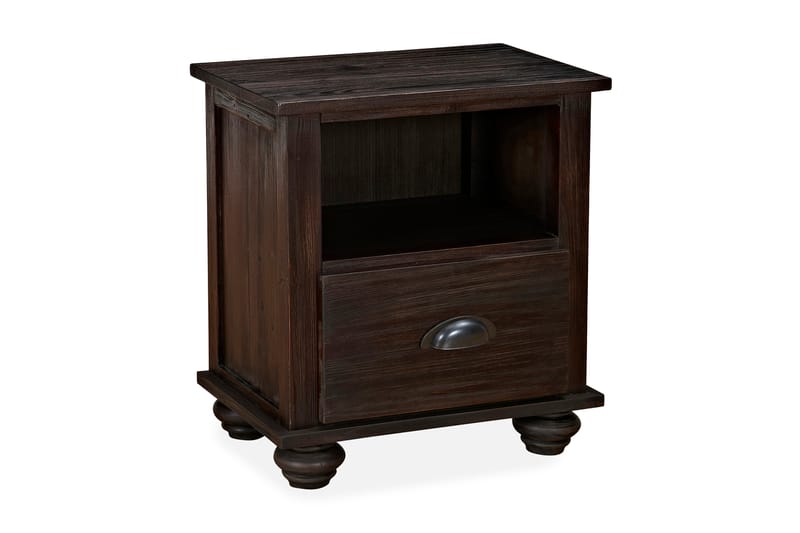 Sängbord Suzon 54 cm med Förvaring Låda + Hylla - Brun - Sängbord & nattduksbord - Klaffbord & hopfällbart bord - Marmorbord