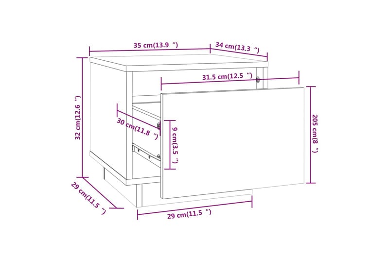 Sängbord svart 35x34x32 cm massiv furu - Svart - Möbler - Bord & matgrupp - Avlastningsbord & sidobord - Sängbord & nattduksbord