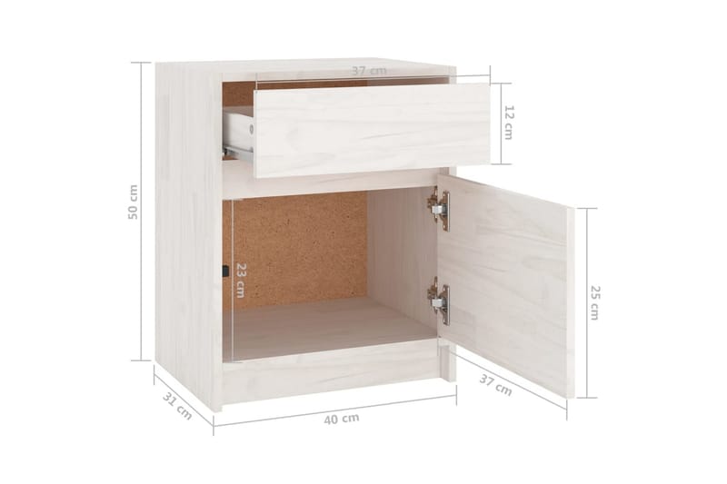 Sängbord vit 40x31x50 cm massiv furu - Vit - Möbler - Bord & matgrupp - Avlastningsbord & sidobord - Sängbord & nattduksbord