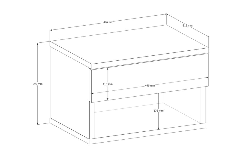 Sängbord Ribes 45 cm - Antracit - Möbler - Bord & matgrupp - Avlastningsbord & sidobord - Sängbord & nattduksbord