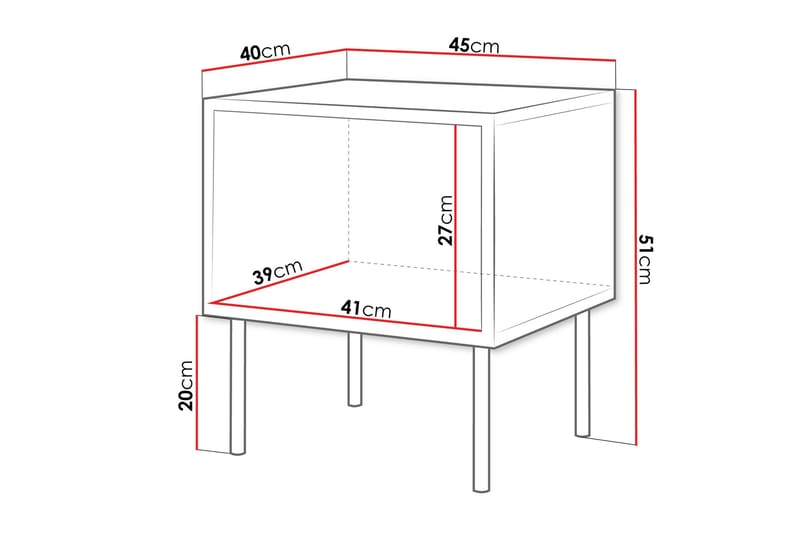 Sängbord Soublet 45 cm - Svart - Möbler - Bord & matgrupp - Avlastningsbord & sidobord - Sängbord & nattduksbord