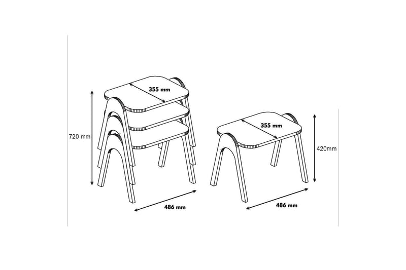 Satsbord Amtorp 49 cm 3 Bord - Vit - Möbler - Bord & matgrupp - Avlastningsbord & sidobord - Satsbord