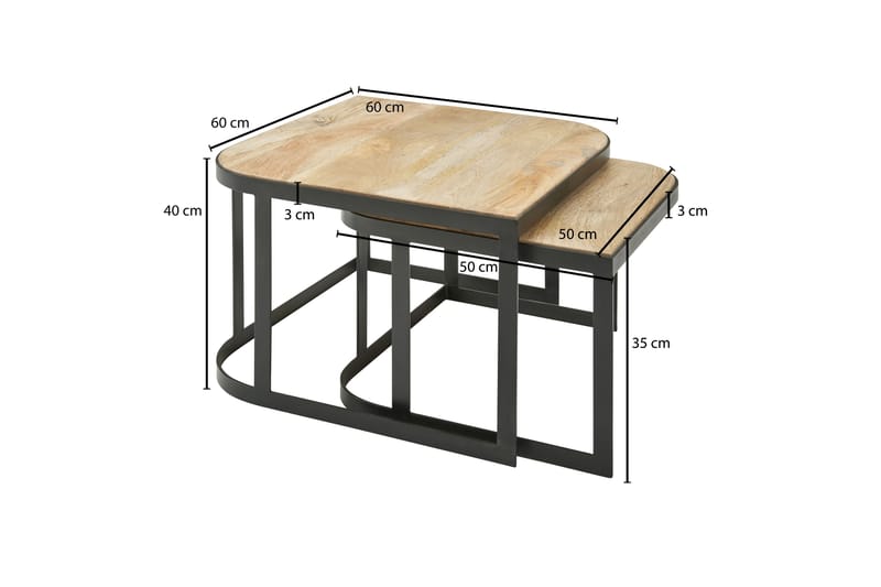 Satsbord Clanton 60 cm - Brun/Svart - Soffbord - Satsbord