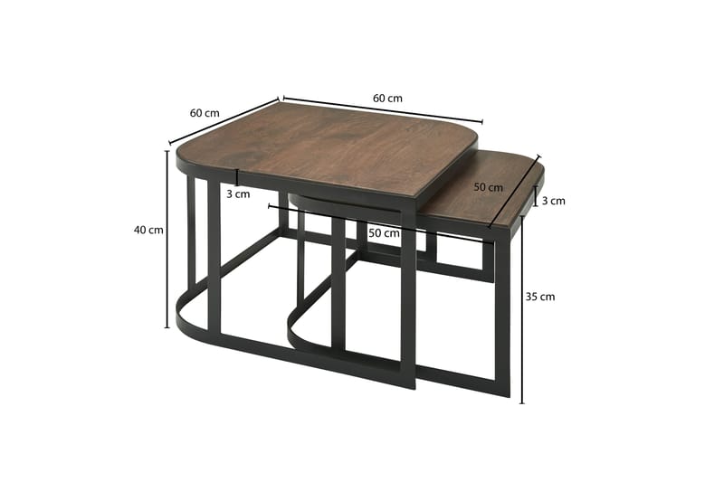 Satsbord Clanton 60 cm - Teak/Svart - Möbler - Bord & matgrupp - Avlastningsbord & sidobord - Satsbord