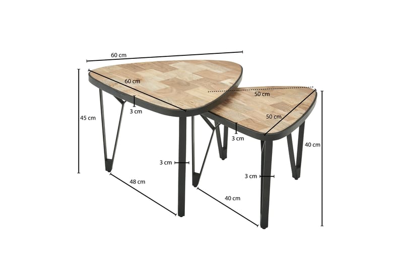 Satsbord Clanton 60 cm Trekantig - Brun/Svart - Möbler - Bord & matgrupp - Avlastningsbord & sidobord - Satsbord