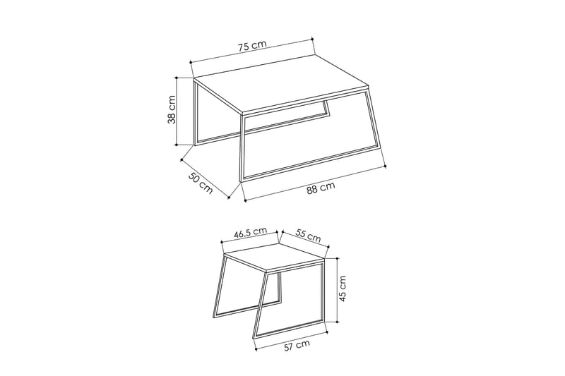 Satsbord Lindome 88 cm 2 Bord - Grå/Svart - Möbler - Bord & matgrupp - Avlastningsbord & sidobord - Satsbord