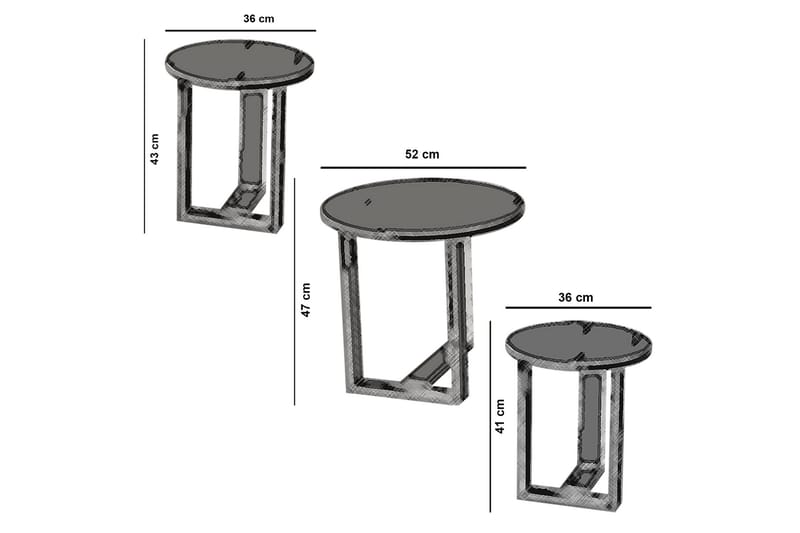 Satsbord Ubbeboda 52 cm Runt 3 Bord - Brun - Möbler - Bord & matgrupp - Avlastningsbord & sidobord - Satsbord