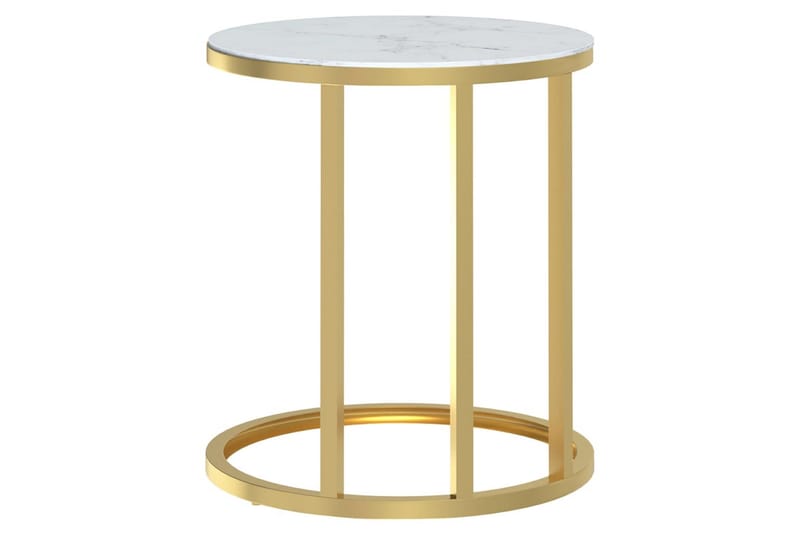 Sidobord guld och vit marmor 45 cm härdat glas - Guld - Möbler - Bord & matgrupp - Avlastningsbord & sidobord - Brickbord & småbord