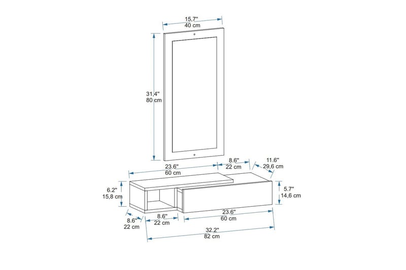 Sidobord Vien 82 cm - Brun/Vit - Möbler - Bord & matgrupp - Avlastningsbord & sidobord - Lampbord & sidobord