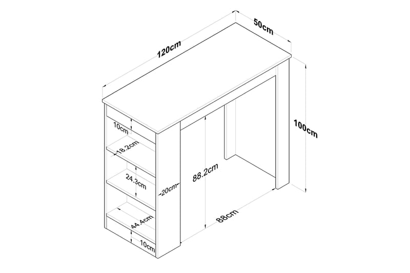 Barbord Iwao 50x120 cm Brun/Vit - Hanah Home - Möbler - Bord & matgrupp - Barbord & ståbord