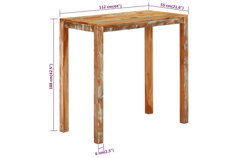 beBasic Barbord 112x55x108 cm massivt återvunnet trä - Flerfärgsdesign - Möbler - Bord & matgrupp - Barbord & ståbord