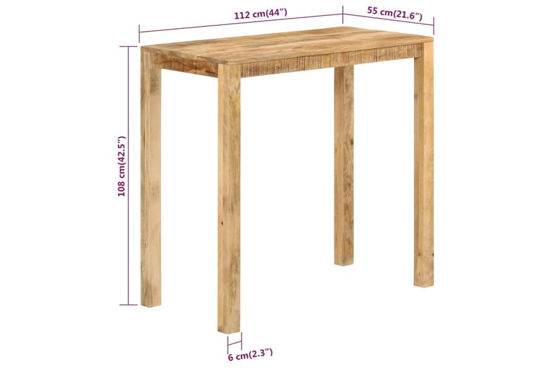 beBasic Barbord 112x55x108 cm massivt mangoträ - Brown - Möbler - Bord & matgrupp - Barbord & ståbord