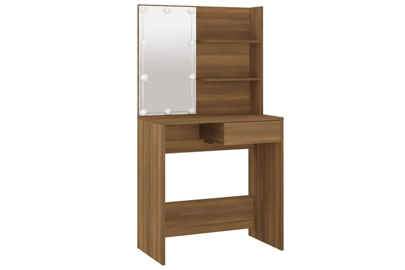 beBasic Sminkbord med LED brun ek 74,5x40x141 cm - Brown - Möbler - Bord & matgrupp - Sminkbord & toalettbord