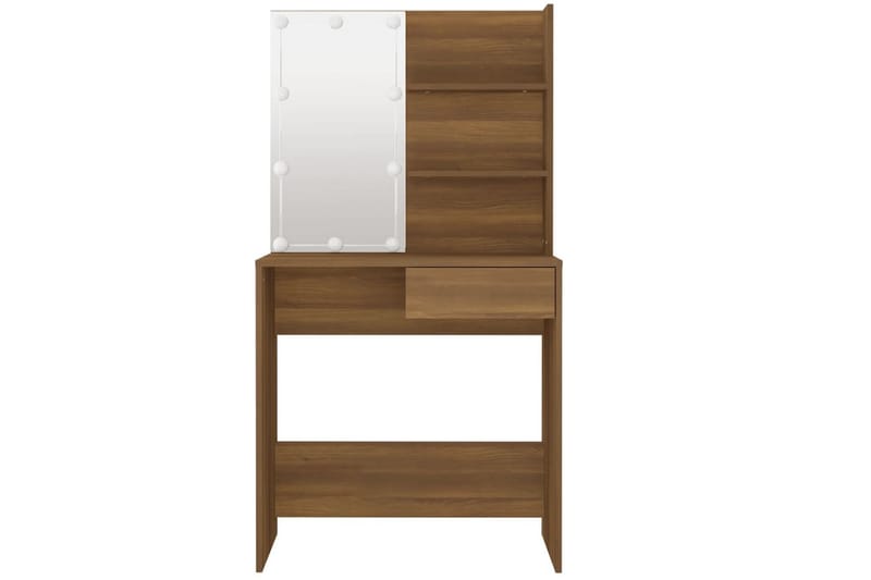 beBasic Sminkbord med LED brun ek 74,5x40x141 cm - Brown - Möbler - Bord & matgrupp - Sminkbord & toalettbord