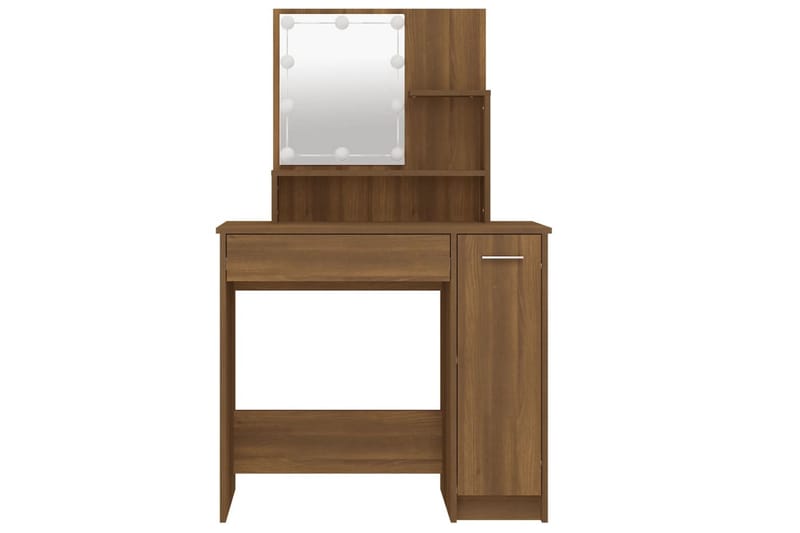 beBasic Sminkbord med LED brun ek 86,5x35x136 cm - Brown - Möbler - Bord & matgrupp - Sminkbord & toalettbord