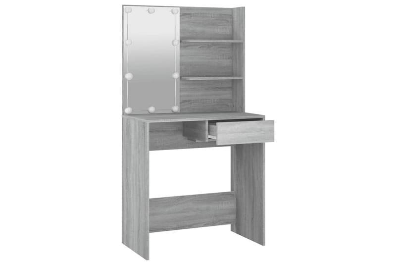 beBasic Sminkbord med LED grå sonoma 74,5x40x141 cm - Grey - Möbler - Bord & matgrupp - Sminkbord & toalettbord