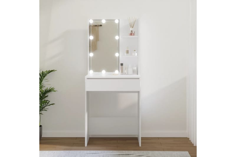 beBasic Sminkbord med LED vit 60x40x140 cm - White - Möbler - Bord & matgrupp - Sminkbord & toalettbord