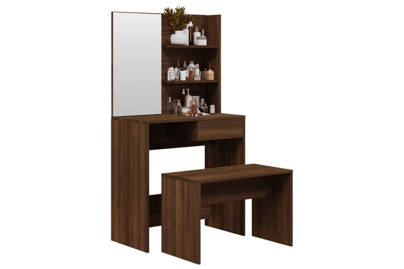 beBasic Sminkbord set brun ek 74,5x40x141 cm - Brown - Möbler - Bord & matgrupp - Sminkbord & toalettbord