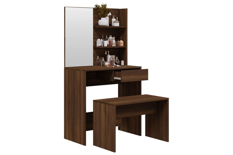 beBasic Sminkbord set brun ek 74,5x40x141 cm - Brown - Möbler - Bord & matgrupp - Sminkbord & toalettbord