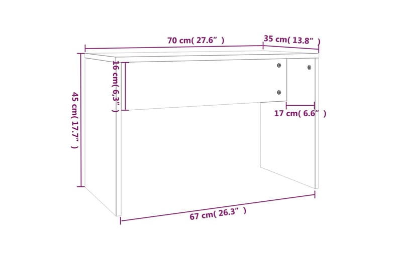 beBasic Sminkbord set rökfärgad ek 74,5x40x141 cm - Brown - Möbler - Bord & matgrupp - Sminkbord & toalettbord